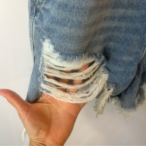 Nature Denim Veronica Overalls 100% cotton ripped Jean short overalls size:M - Picture 9 of 17